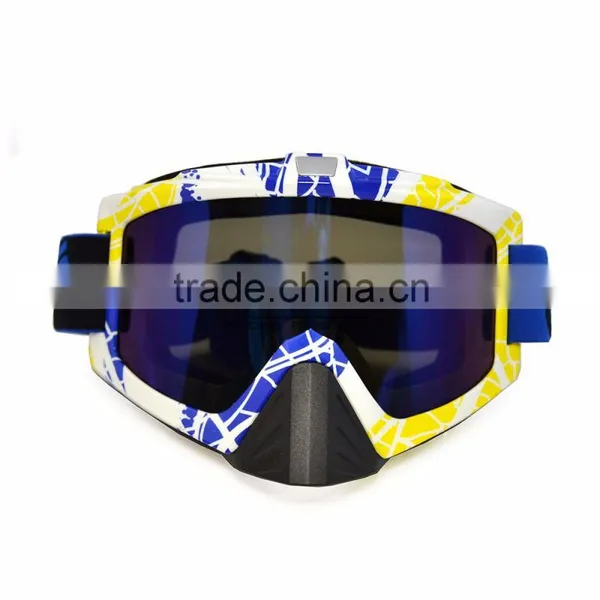 BJ-MG-013A Manufacturer Adult Reflective Yellow & Blue Frame Motorcycle Motocross Goggles photo-4