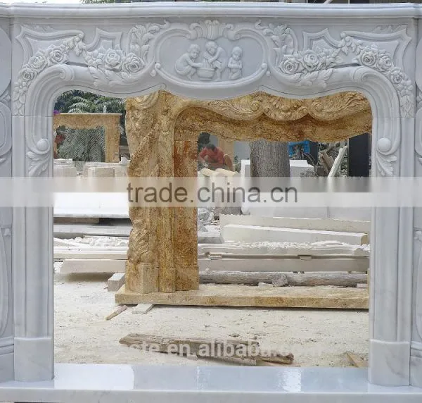 China High Quality Luxury White Natural Stone Fireplaces for Your Building Factory Price