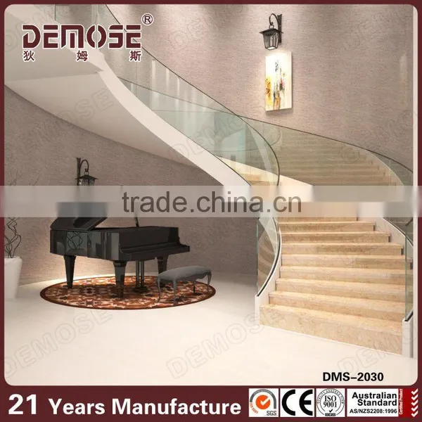 Villa Toughened Glass Balustrade Stone Helicoidal Staircase