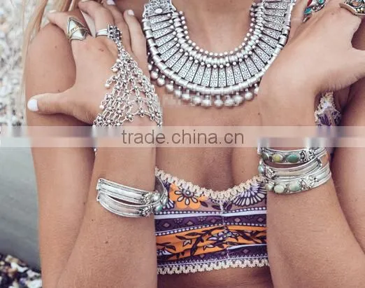 >>New SW16558 Bohemian Bracelet With Ring Coin Hand Chain/ photo-2