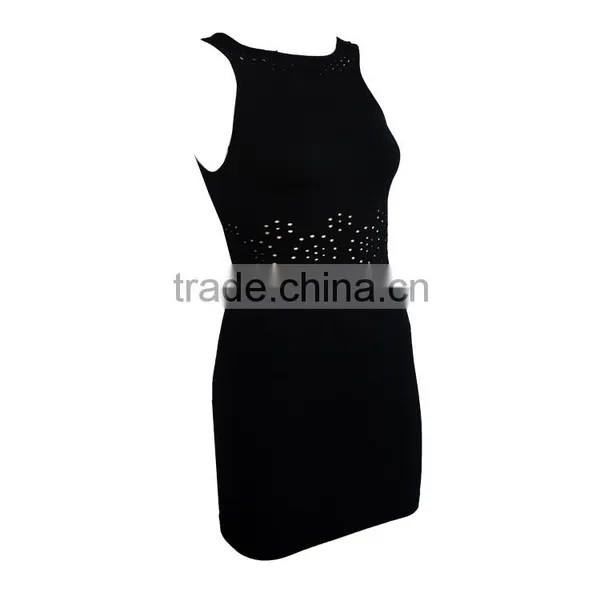 Latest Black Dress Designs Long Sleeveless Bodycon Women Dress photo-3