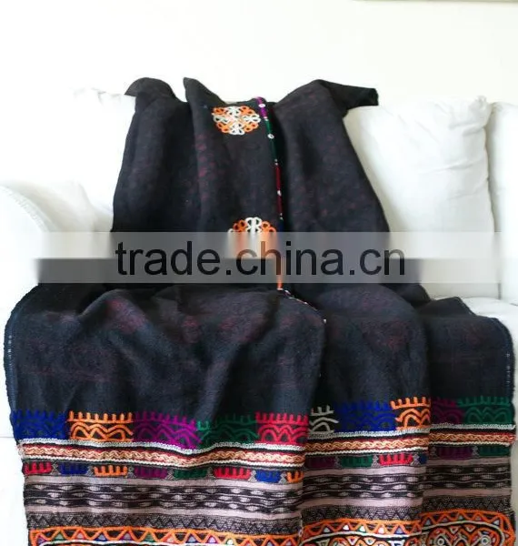 Hand Embroidered Rabari Shawl Gypsy Kutch Rabari Blanket Throw Vintage Rabari Tapestry Wall Hanging