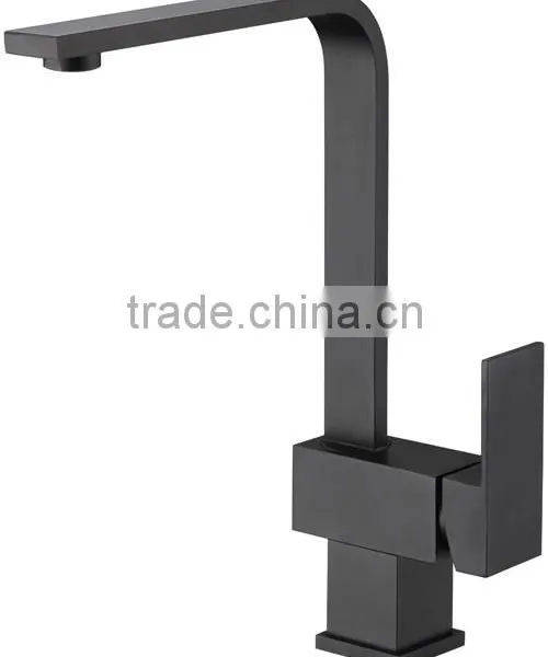 Modern Kitchen Designs China Single Handle Black Brass Square Tapware Kitchen Faucet Sink Mixer