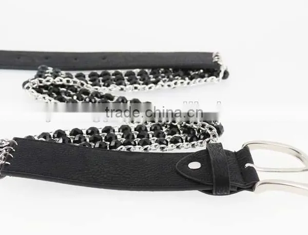 2015 Fashion Dress PU Belt With Hematite Plastic Beans Accessories in Yiwu photo-2