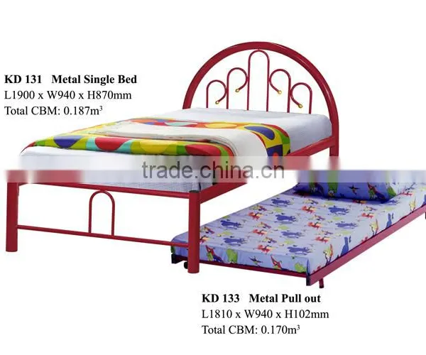 Metal Single Bed With Pull-out