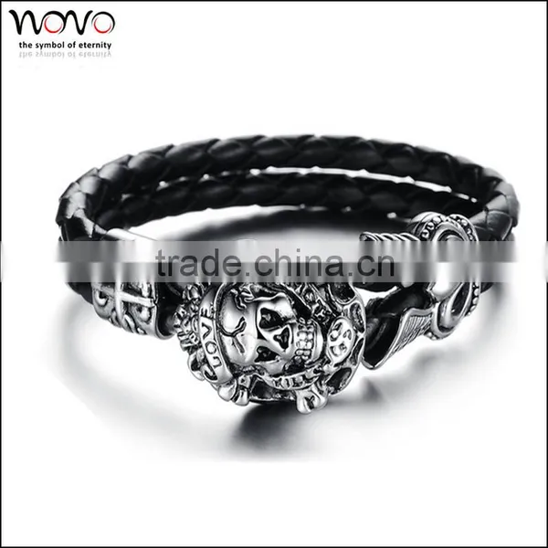 Dongguan Jewelry Factory Stainless Steel Male Leather Braceletmen Fashion Bracelet photo-6