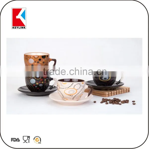 China Factory 12pcs Mix Color Glazed Coffee Cup Ceramic Tea Cup and Saucer Stands photo-3