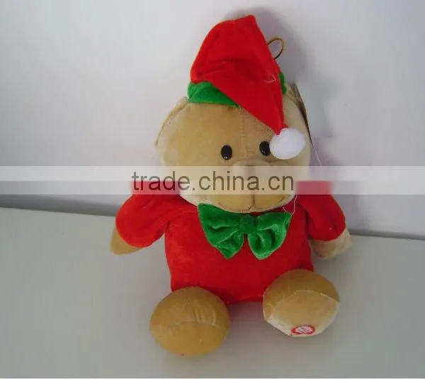 20cm Cheap&promotional Soft Stuffed Plush Christmas Teddy Bear With Hat