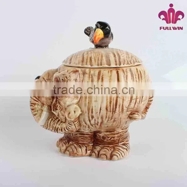 Elephant Design Bulk Ceramic Candy Jar With 3D Lid photo-5