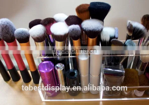 Wholesale Custom Clear 16 Compartment Acrylic Brush Holder/acrylic Makeup Brush Holder/acrylic Cosmetic Organizer photo-2