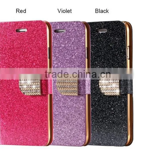Bling Flip Shiny Diamond Deluxe Wallet Leather Cover Case for Iphone 6 Diamond Bling PU Leather Flip Cover photo-5