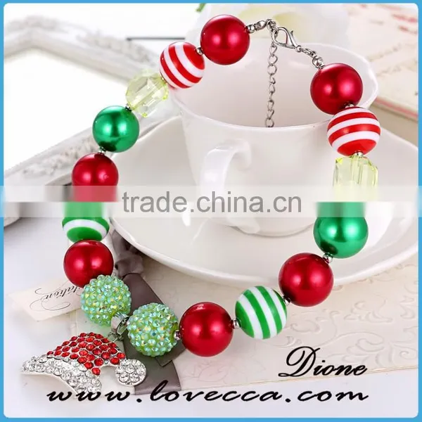 Handmade Christmas Stretch Bracelet With Snowman Hat Painted Glass Bead photo-6