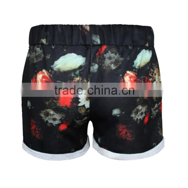 2015 Women Shorts Sublimation Print Flowers Running Shorts Elastic Waist N16-2 photo-2