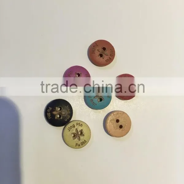 Laser Engraved 2 Holes Black Wooden Buttons for Garment photo-2