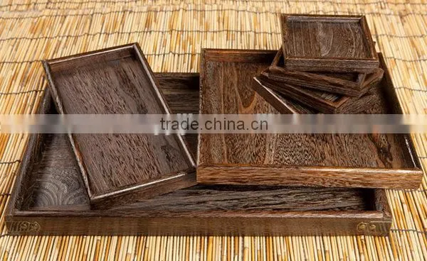 Different Size Burn Wood Serving Tray,large and Small Tray,wood Cann Tray photo-3