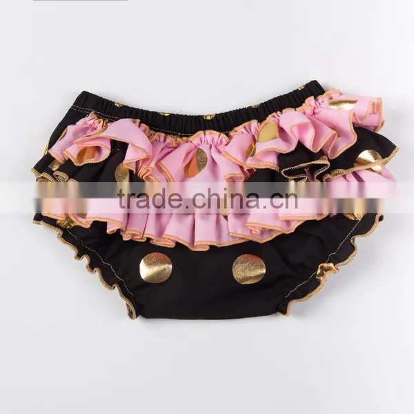 2016 Baby Bloomer Wholesale Price Cotton Baby Girl Flower Bloomer Top Quality Kids Gold Polk Dot x Bloomer From China photo-6