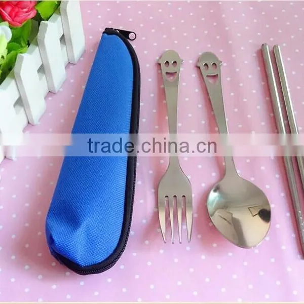 Stainless Steel Travel Cutlery Set With Spoon, Fork, Chopsticks, Bowls and Bag photo-3