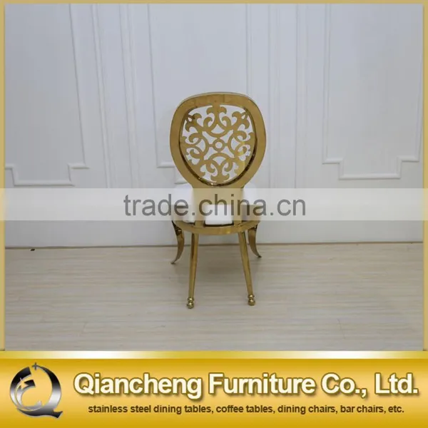 Round Flower Back Golden Stainless Steel Wedding Chair photo-2