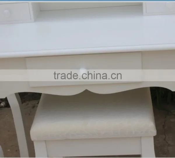 Wood Vanity and Stool Set With Adjustable Mirror photo-4