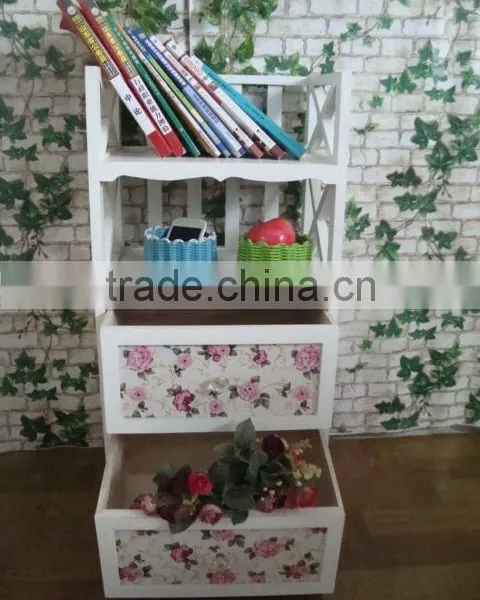 Modern Design White Wooden Cabinet With Wicker Drawers photo-3