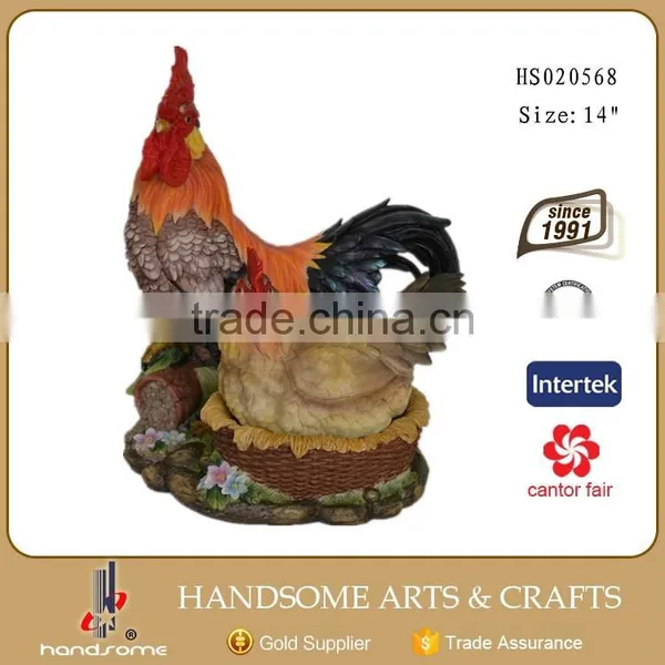 7*4*9'' Resin Home and Garden Art Statue Decoration Lively Animal Rooster Sculpture photo-3