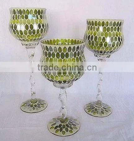 Elegant Green Mosaic Glass Vase photo-2