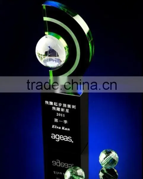 Optical Crystal Earth Award For Cooperate Gift Three Color Available photo-2
