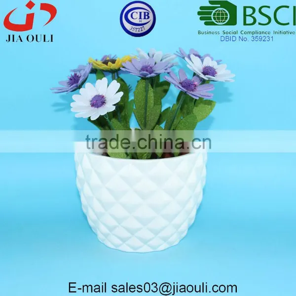 Pineapple Shape Glazed White Ceramic Garden Flower Pot photo-5