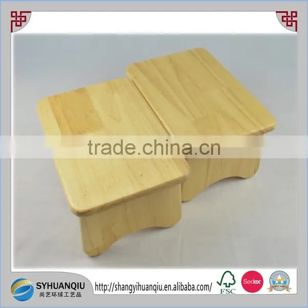 Handmade Bule Painting Solid Poplar Wooden Foot Stool Bench Stool CN photo-6