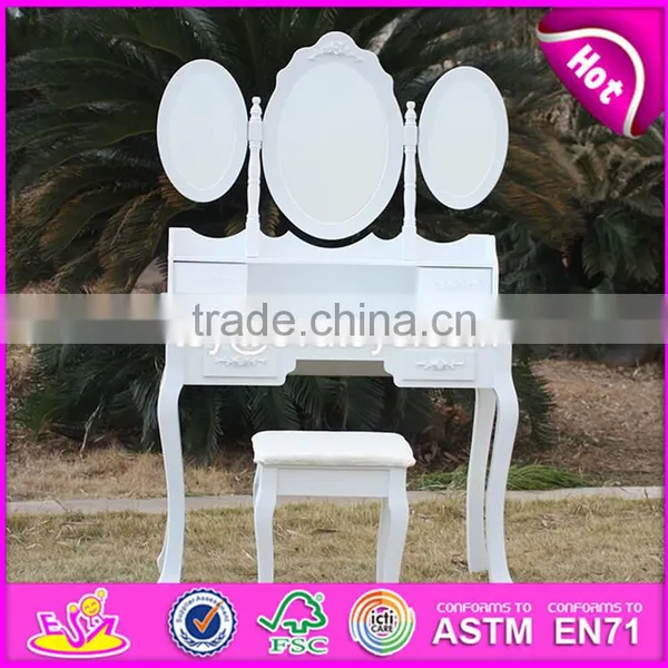 2017 New design youth white folding wooden dressing table W08H076