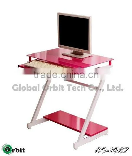 Cheap Stainless Steel Modern Glass Computer Desk photo-5