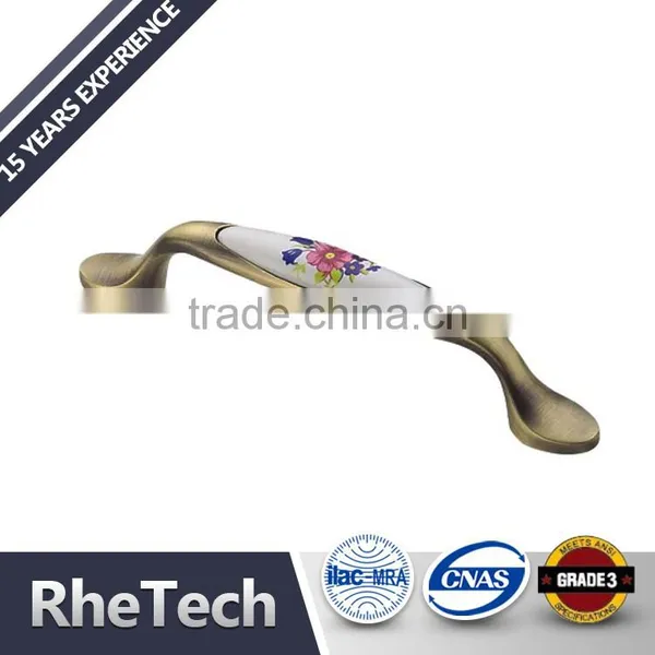 High-grade Door Drawer Cabinets European Garden Ceramic Golden Handle Door Handle photo-3