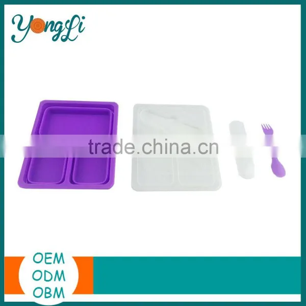Wholesales 3-Compartment Takeaway Collapsible Silicone Food Grade Microwave Food Container photo-3