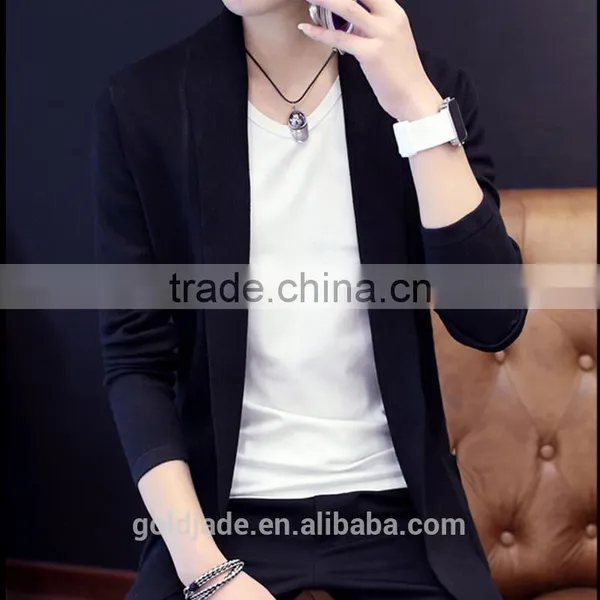 Mens V Neck Long Sleeve Cardigan 100%cotton Latest Designs for Men Knitted Sweater photo-3