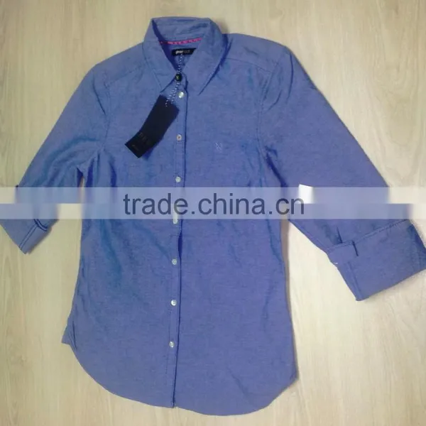 Ladies L/S Oxford Oxford Cotton Shirt (Garment Stock Lots / Apparel Stock / Stocklots / Garment Apparel From Bangladesh ) photo-2