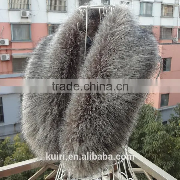 Factory Price Fur Trim/Faux Fur Natural Raccoon/fox Fur Large Fur Collar photo-2