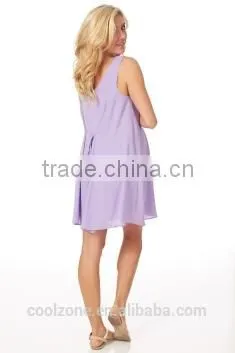 Latest Gorgeous Sleeveless Basic Coral Chiffon Maternity Dress for Women photo-6