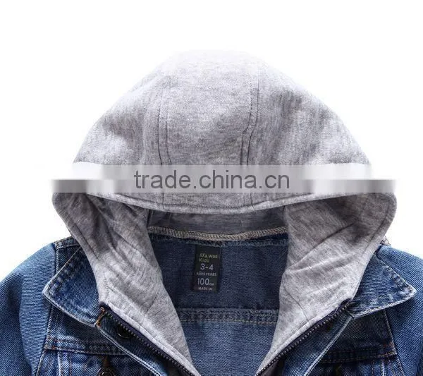 High Quality Fashion Children Wear With Hood Boy Kids Jean Jackets photo-3