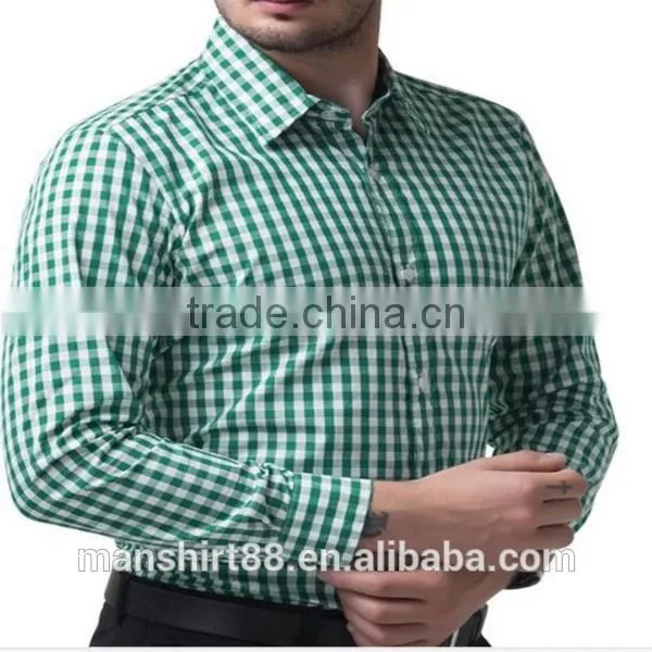 2016 New Wholesale Cutaway Collar Gingham Long Sleeve Custom Men's Formal Dress Shirt photo-6