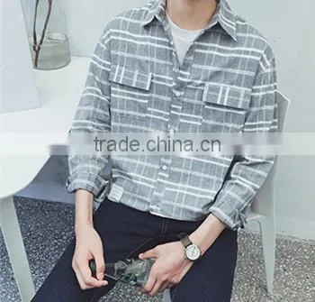 Fashion Grid Long Sleeve Shirts photo-2