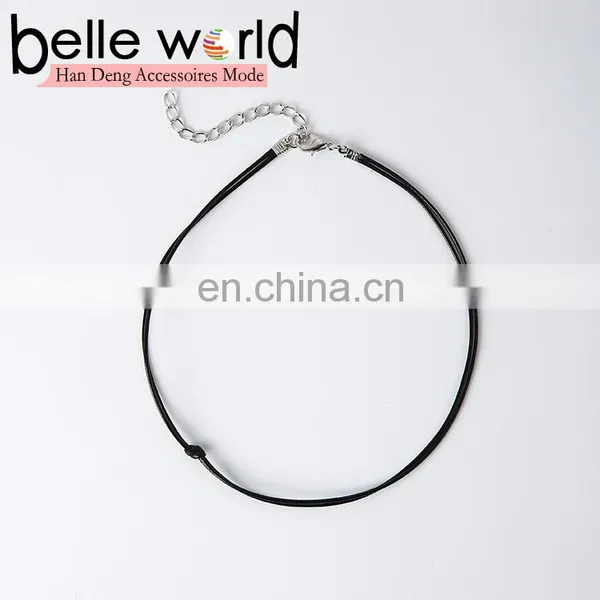 Fashion Simple Chocker Necklaces Black Leather Knot Thin Choker Necklace photo-2