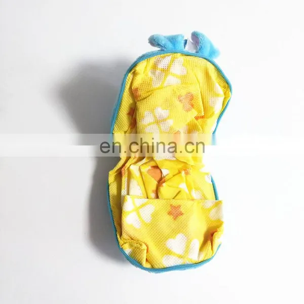 Blue Rabbit Animal Head With Shopping Bag Plush Toy Keychain photo-5
