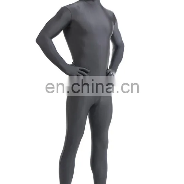 Fancy Dress Halloween Costume Grey Spandex Lycra Full Body Zentai Suit Unitard photo-2