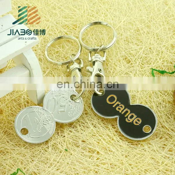 Custom Metal Soft Enamel Logo Engarved Trolley Coin Keyring photo-2