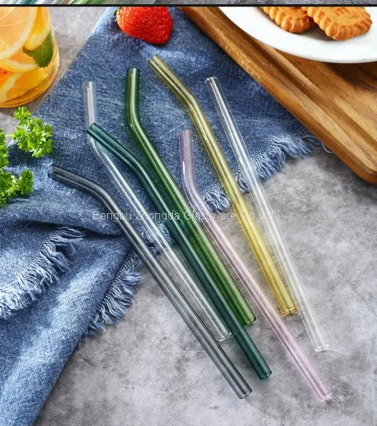 Recyclable Clear & Colored Customization 8mmx200mm Custom Logo Glass Drinking Straw Custom Glass Straw photo-5