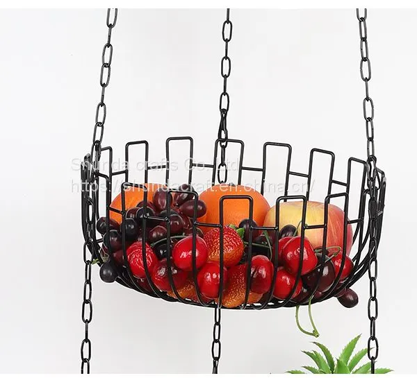 Three-Layer Fruit Hanging Basket Creative Metal Folding Foldable Art Removable Fruit Basin Storage Basket Cradle Home Furnishing Articles photo-3
