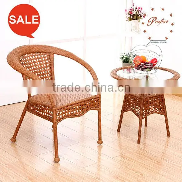 Outdoor PE Rattan Patio Furniture Round Table With Armchair ZG-16 photo-3