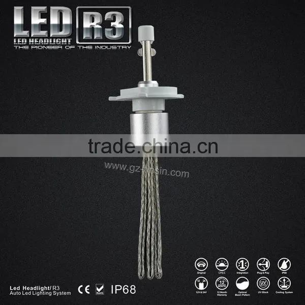 Most Popular CE IP68 RoHS Fanless h4 Led Headlight With Red Copper Heat Dissipation Belt photo-2