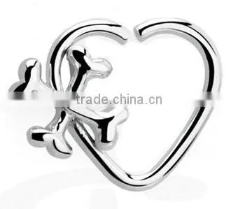 Heart and Cross Bone 316L Surgical Steel Tragus Cartilage Daith Body Piercing Jewelry photo-2