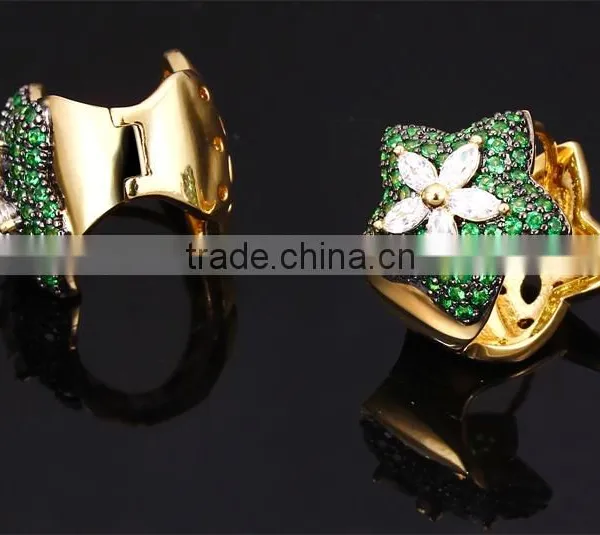 New White Gold Green Color CZ Stones Star Charm Pendant Jewelry Necklace Set photo-4